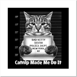 Catnip Made Me Do It Mr Furrypants Kitty Cat Mugshot Posters and Art